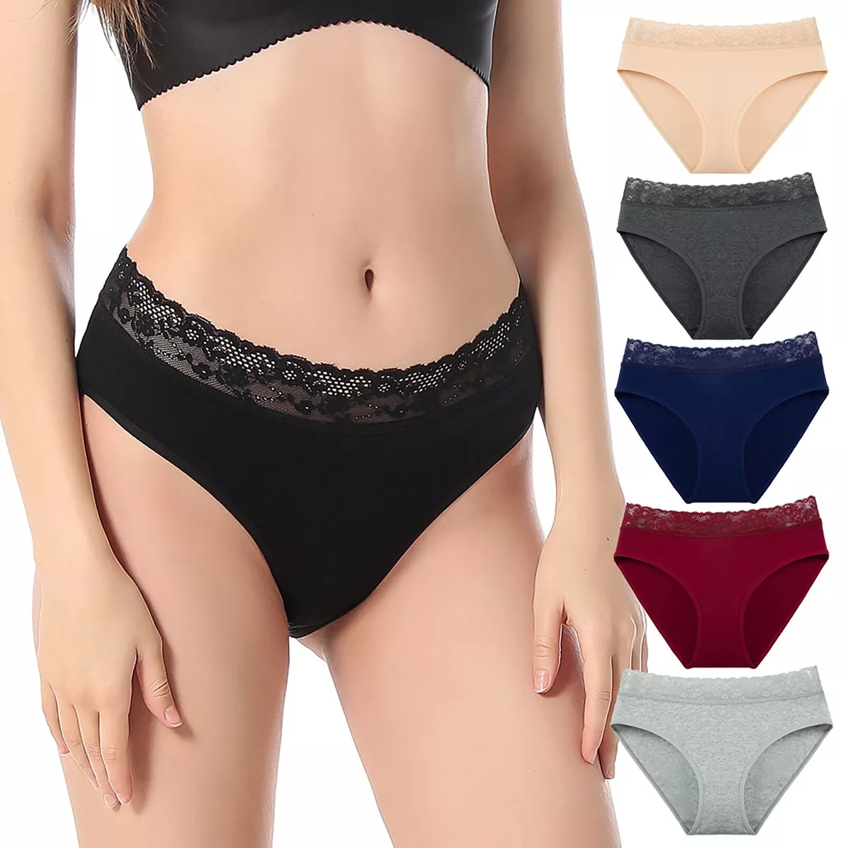 Womens Cute Underwear Variety Pack Personality Design Solid Color Casual  Panties