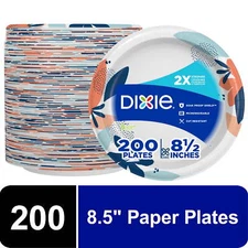 Dixie Everyday Disposable Paper Plates, 8.5", Multi-Color, 200 Count