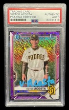 Victor Acosta Signed 2021 1st Bowman Chrome /199 Pink Shimmer Autographed PSA