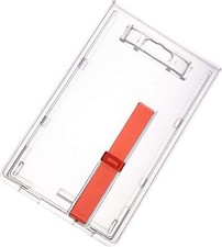 2 Pack Hard Plastic Vertical ID Badge Card Holder with Red Extractor