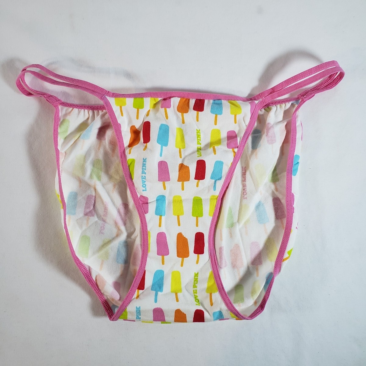 Bikini Double String Victoria's Secret Rose & Blanc – Taille L – Neuf Sans Étiquette