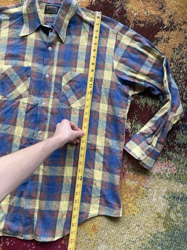 Vintage JC Penny Flannel Shirt Mens Size XL Plaid Cotton 70s 80s Colorful - Picture 7 of 8
