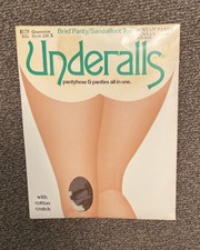 Underalls Pantyhose Queen Size Suntan Panty  Legs Sandalfoot Vtg 1986