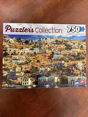 Rare 750 Pc Jigsaw Puzzle Greek Island Symi Puzzlers Collection Complete 23.5x15