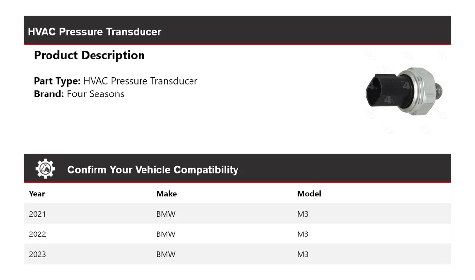 For 2021-2023 BMW M3 HVAC Pressure Transducer 4 Seasons 2022 - Image 2 of 4