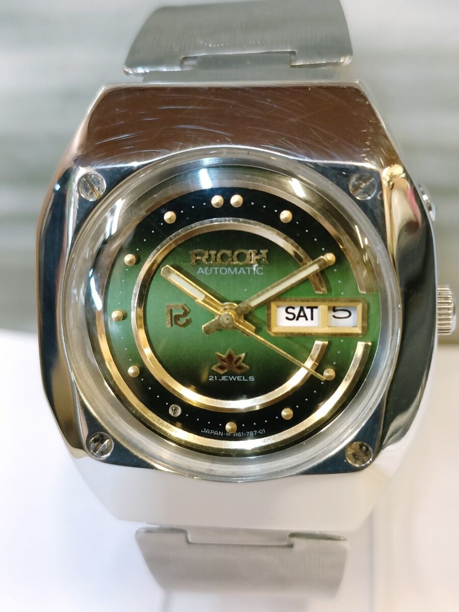 RICOH AUTOMATIC 21 JEWELS R-31 GREEN DIAL 061557 JAPAN MEN'S RICOH AUTOMATIC 21 JEWELS R-31 GREEN DIAL 061557 JAPAN MEN'S