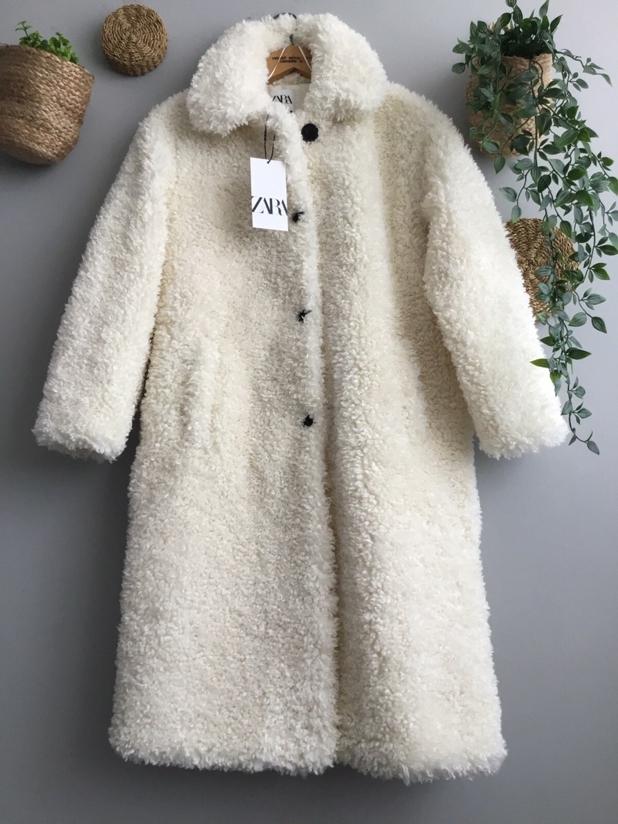 ZARA FAUX SHEARLING LIMITED EDITION BEIGE COAT SIZE XS | eBay