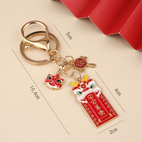 Zinc Alloy Key Ring Red Charm Pendant Chinese Style Hanging Ornaments Bag - Picture 2 of 9