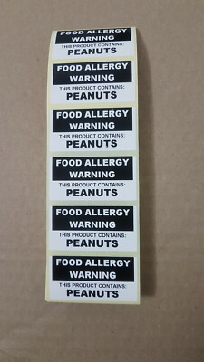 100 Warnschild für Lebensmittelallergie: Dieses Produkt enthält ERDNÜSSE selbstklebend