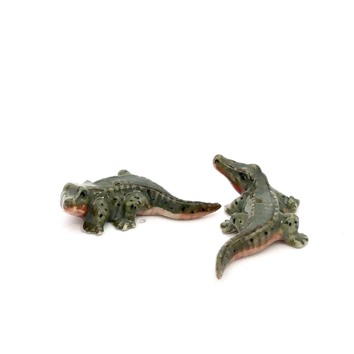 Mini Crocodile Figurine Hand Made Painted Ceramic Alligator Porcelain Decor Gift - Picture 6 of 12