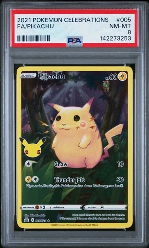 2021 POKEMON CELEBRATIONS #005 FULL ART/PIKACHU PSA 8