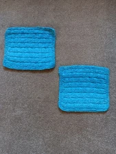 Hand Knitted Dish Cloths Set of 2 - Verigated Teal