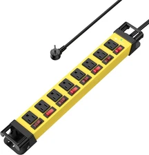 Power Strip with Individual Switches - 8 Outlet Heavy Duty Power Strip with Cord