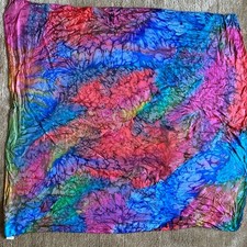 Vintage C1970s 100 Hand Rolled Hand dyed Silk Scarf Made In Shanghai, China
