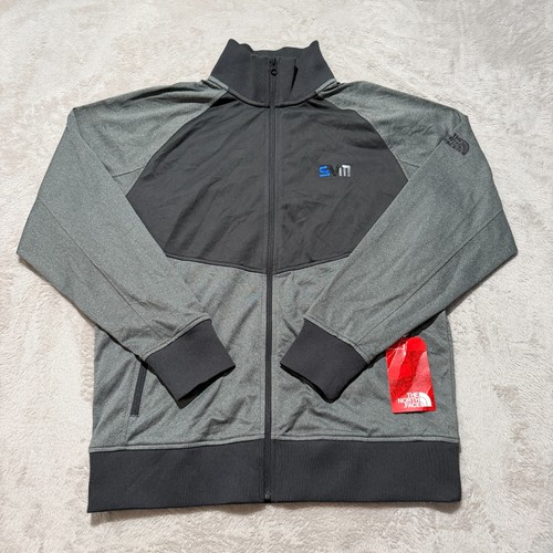 The North Face Track Jacket Mens Large Black Gray Charcoal Standard Fit Full Zip