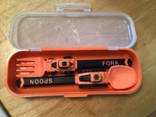 Construction Themed Utensil Set for Kids Fork Spoon with Case, New