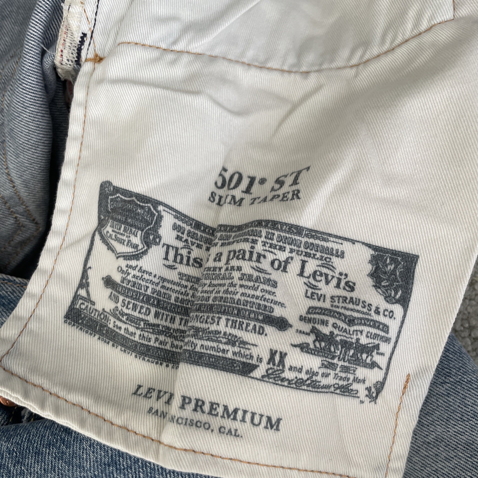 Levi's 511 Big E Slim Premium Selvedge Denim Blue Distressed Jeans Mens Sz 34x30 thumbnail 10