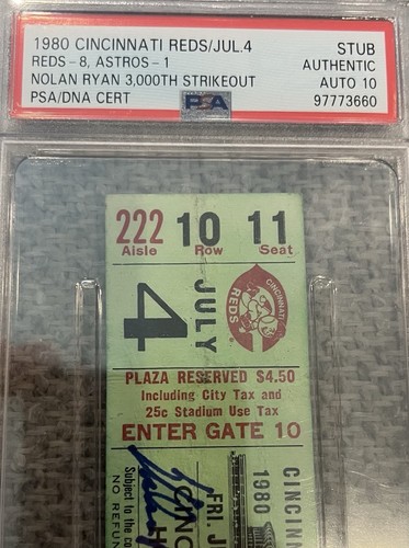 Nolan Ryan Signed 3000 Strike Out Ticket Gem Mint 10 Autograph PSA/DNA RARE - Picture 4 of 6