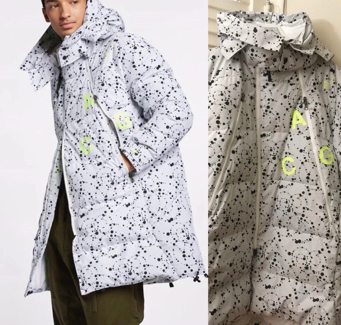 Nikelab ACG Black And White Down-Fill Parka nike AQ3517-100  size L 