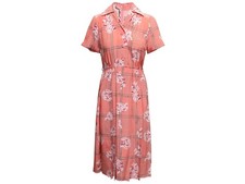 Coral & Multicolor Gucci Silk Chain-Link & Cherry Blossom Print Dress Size IT 38