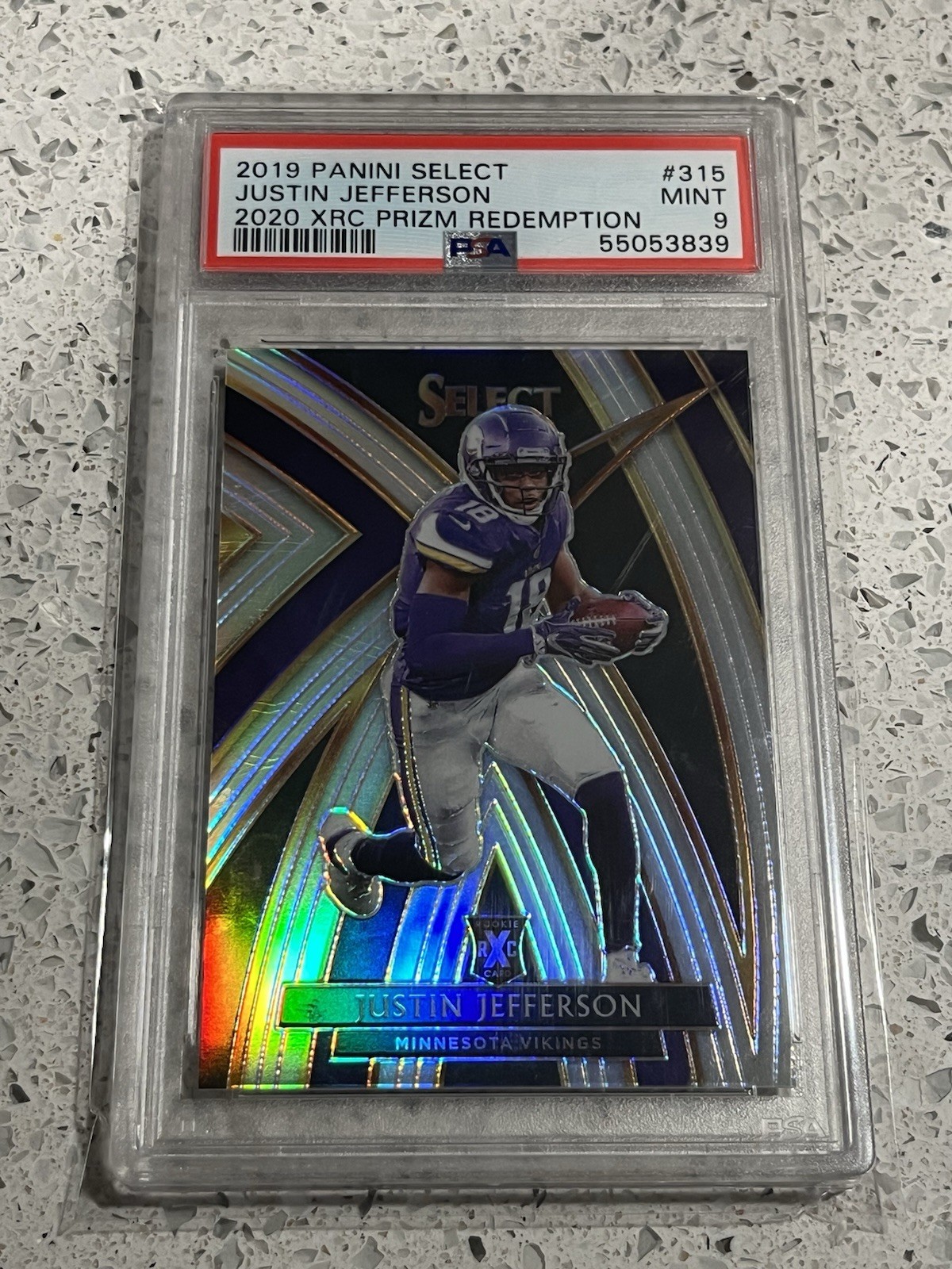 2019 Panini Select 2020 XRC Prizm Redemption Justin Jefferson #315 (RC) PSA 9