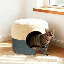 Cat Bed for Indoor Cats, 2-in-1 Convertible Cat Cave  Lounge Bed with Revers...