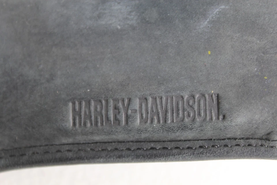 Cartera Harley Davidson negra doble pliegue o doble pliegue de cuero con cadena Foto 4 de 4