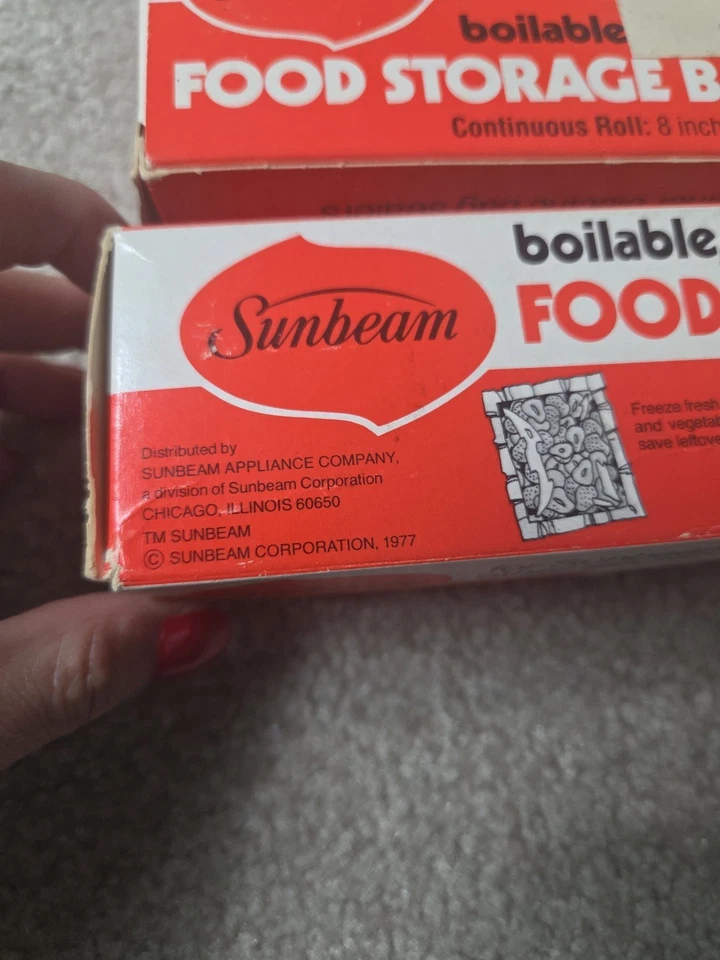 De colección 1977 Sunbeam Transparente Hervible Congelador Plástico Bolsa de Almacenamiento de Alimentos Rollo 8 pulgadas X 25 Foto 4 de 4