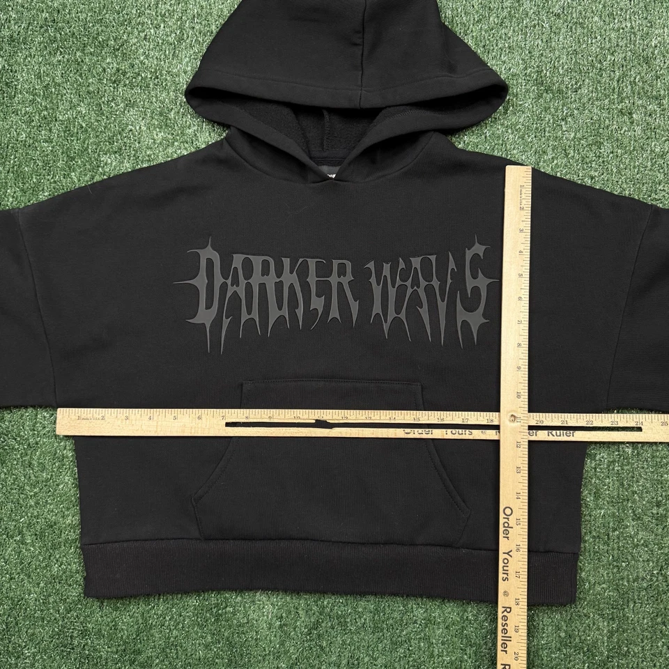Sudadera con Capucha Darker Wavs Para Mujer Talla S Negra Recortada Gótica Pullover Sudadera Foto 3 de 4