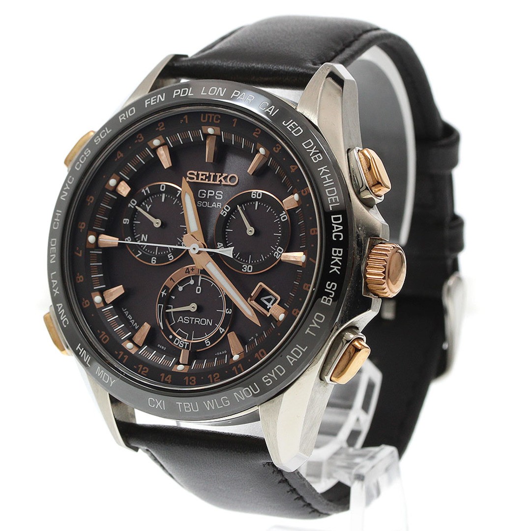 Seiko Astron SBXB025 8X82 GPS Solar Titanium Brown Dial 1.77in Case 7.48in Wrist image 2