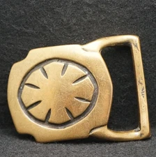 WF07158 VINTAGE 1970s TECH-ETHER ***ASTERISK*** SOLID BRASS ARTWORK BELT BUCKLE