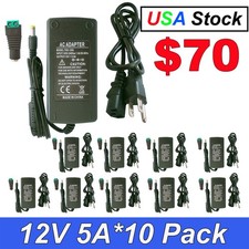 DC 12V 5A Power Supply - 110V to 12V Transformer, 5 Amp LED Strip Light Adapter