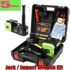 Electric Car Jack 5 Ton 12V Hydraulic Floor Jack Kit w/ Electric Impact Wrench
