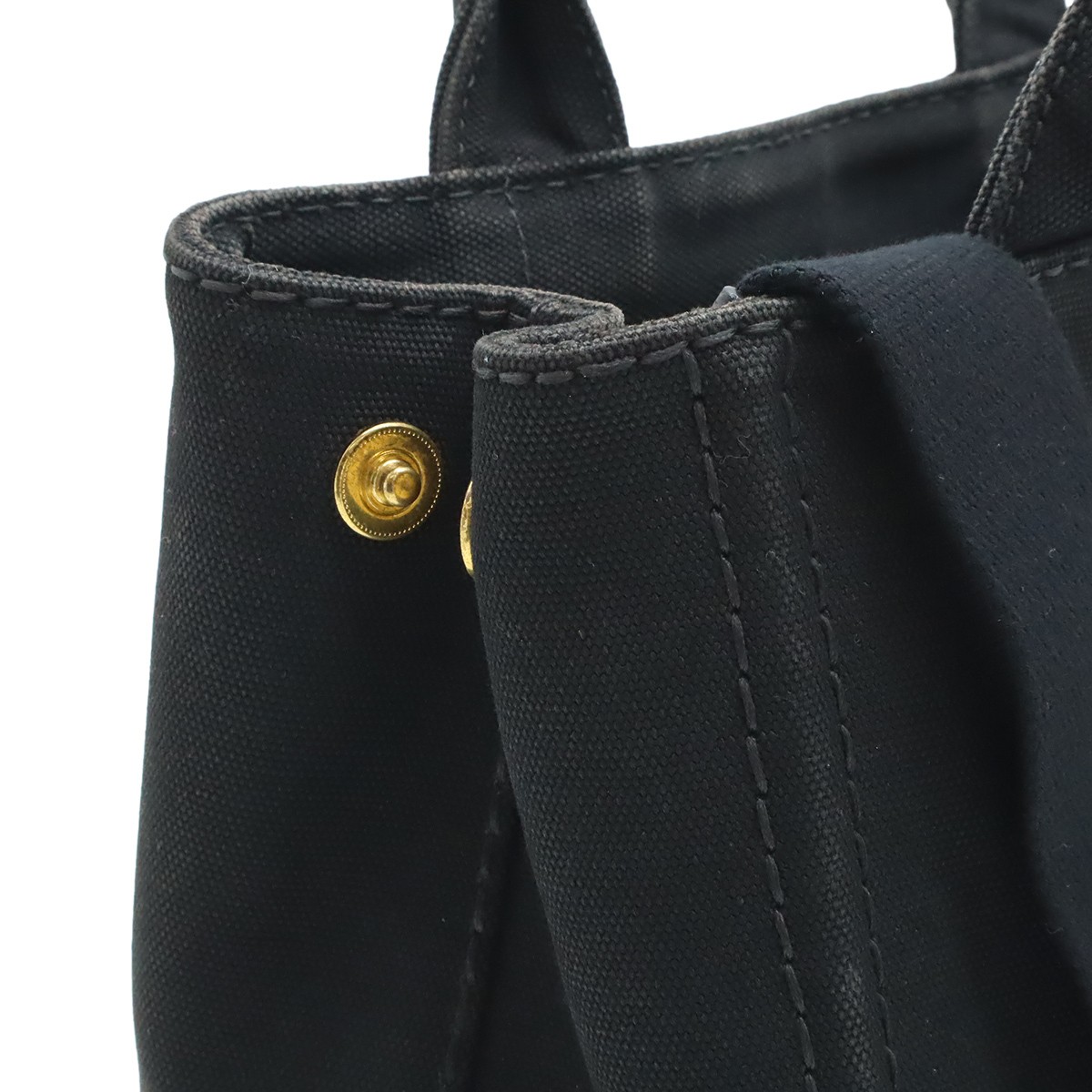 PRADA Canapa Handbag 2WAY Shoulder Bag Crossbody Canvas NERO Black Gold Hardware thumbnail 4