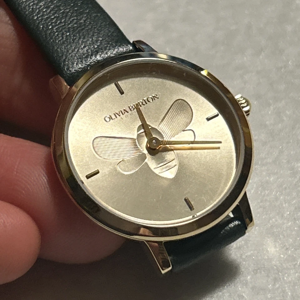 OLIVIA BURTON London WATCH Gold BEE Black LEATHER Brand NEW - Image 3 of 4