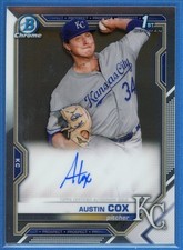 2021 Bowman Chrome Prospects Autographs #CPA-AC Austin Cox Royals Auto 1st