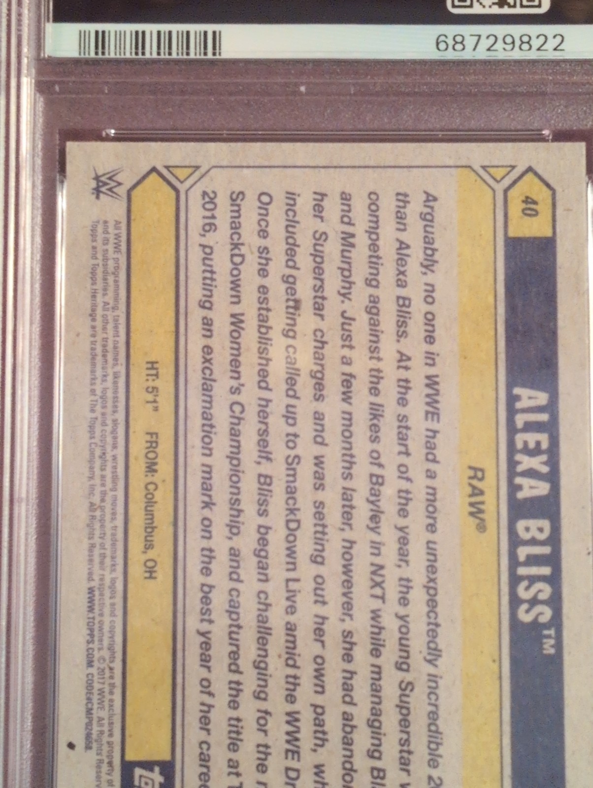 PSA 9 2017 Topps Heritage WWE Alexa Bliss #40 view 5