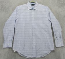 Calvin Klein Dress Shirt Mens 16.5 32/33 Blue Plaid Slim Fit Non Iron Cotton
