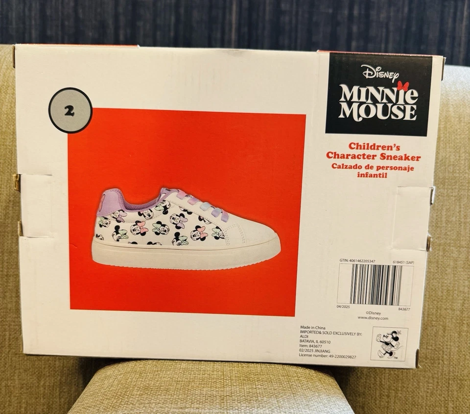 Nuevo Disney Minnie Mouse Niños Personaje Blanco Tenis Zapatos Talla 4 Arco Iris Foto 3 de 4