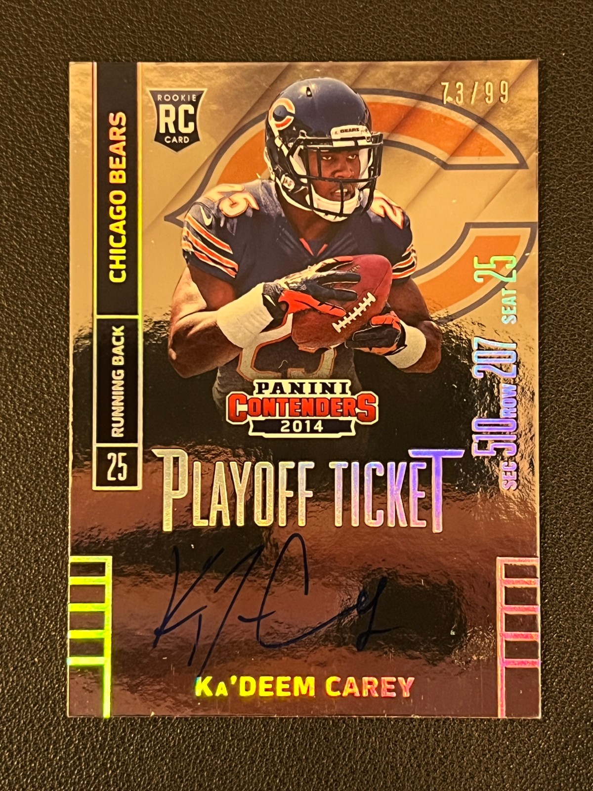 Ka'Deem Carey Panini Contenders #223 Autograph-Playoff Ticket
