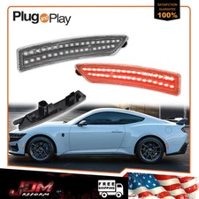 For Ford Mustang 2024-2025 Clear Lens Full Red LED Rear Side Marker Lights 2PCS