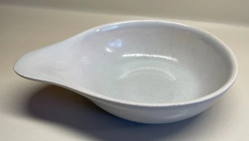 Scarce!~MARY WRIGHT "COUNTRY GARDENS" White CEREAL BOWL~Lug Handle~BAUER POTTERY