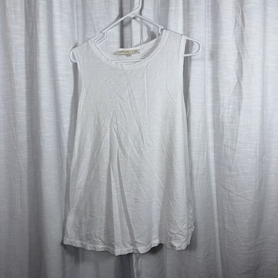 Urban Flax Womens Mixed Media White Cotton Linen Tank Top  Sleeveless S