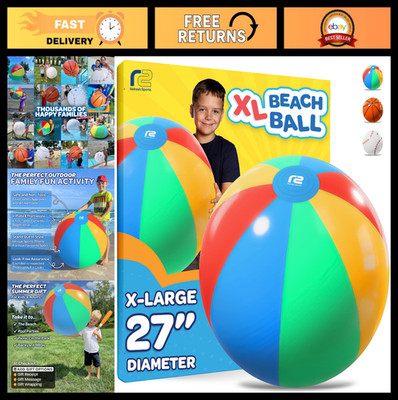 Large Durable Beach Ball - 8-Panel Design, Ultra Round, 3X Thickness - Fun for K