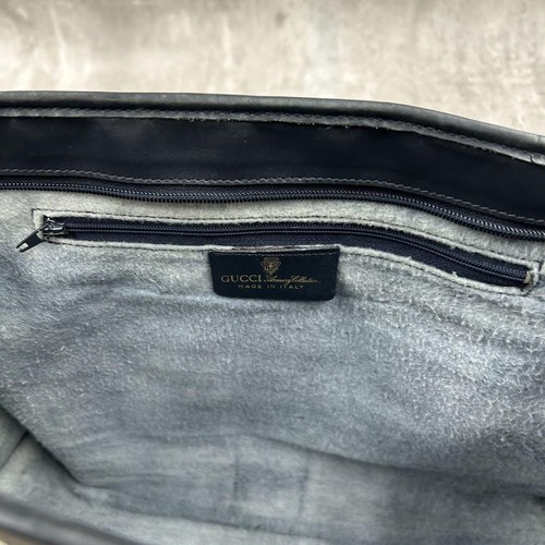 Gucci Tote Bag GG Supreme Sherry Line PVC Pelle Navy Usata Autentica Ottima GIAPPONE - Foto 10 di 24