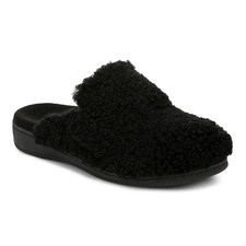 VIONIC Gemma II Mule Slippers New Full Size, Black Shearling NEW