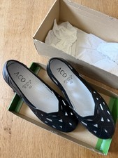 ACO Damen Halbschuhe Slipper Leder Schwarz Cu...