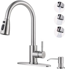 Kitchen Faucet with Soap Dispenser: 304 Stainless Steel Kitchen Sink Faucet with