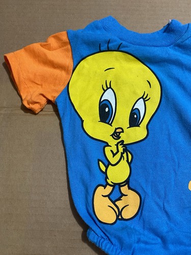 Vtg 1993 TWEETY Looney Tunes Gerber 0-6 Mo Baby Onesie One Piece Bodysuit Blue - Picture 6 of 10