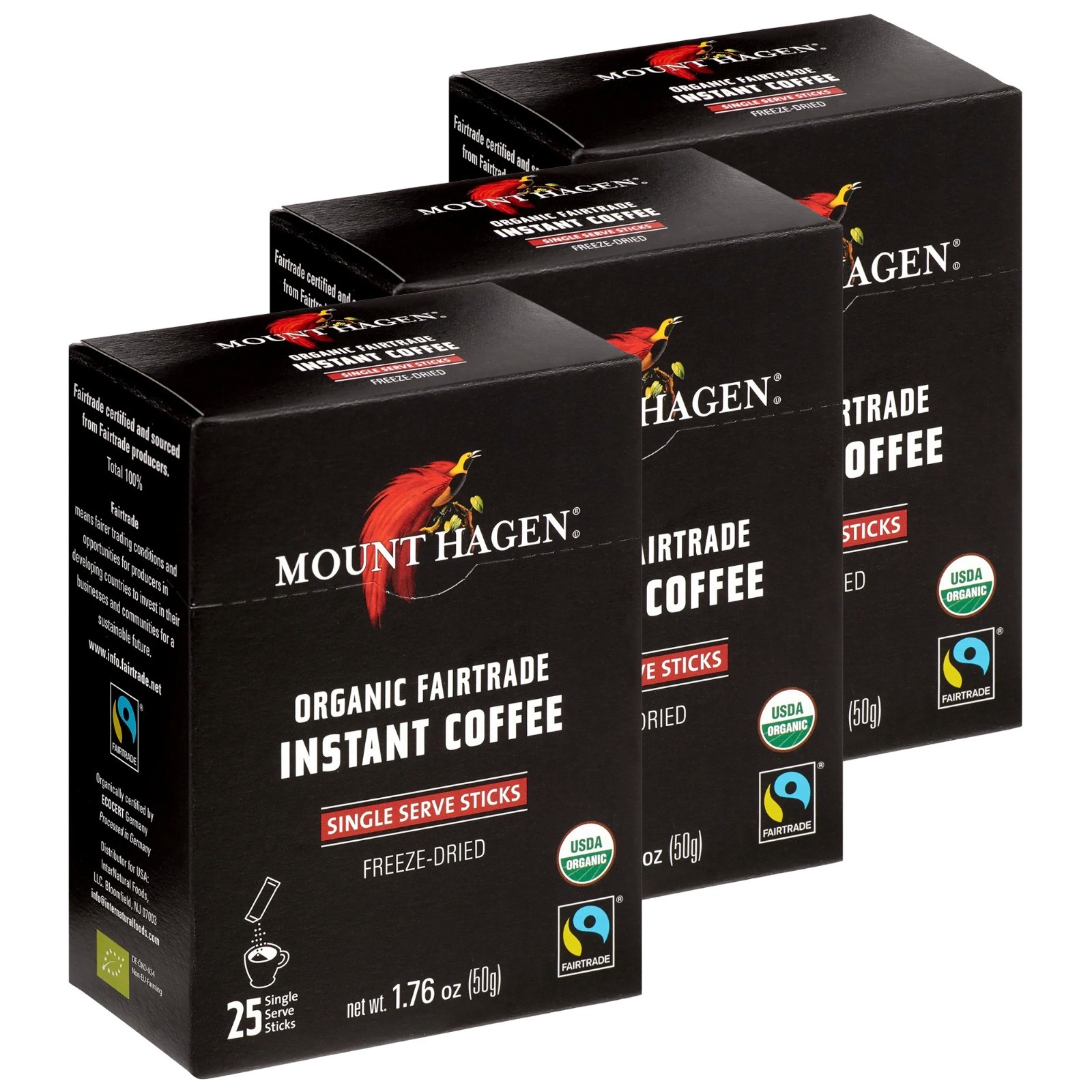 Mount Hagen  Organic Fairtrade Instant Coffee  Single Serve 